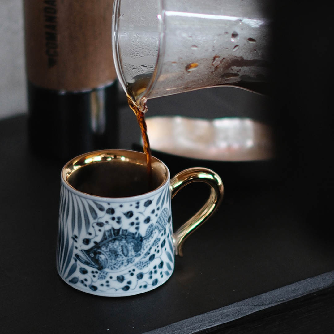 [Chuxi] · Passionflower and Fish Algae Pattern Espresso Mug