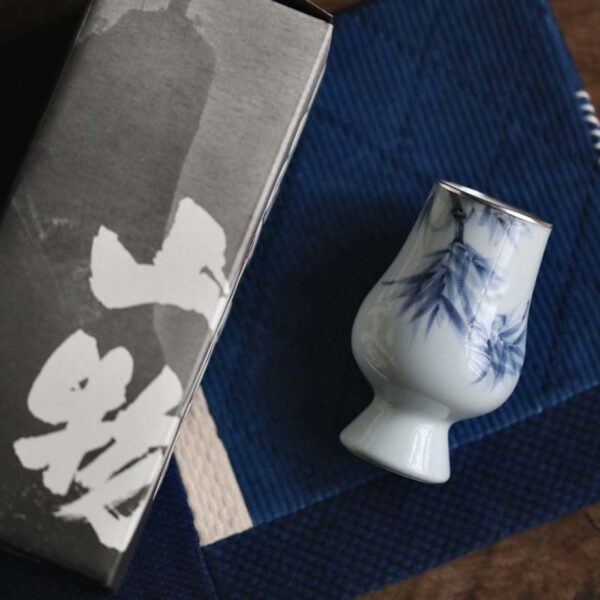 Blue and White "Asking about Bamboo" Poems · Mini Kyan Cup