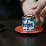 Blue and white pine, bamboo and plum espresso cup - Image 2