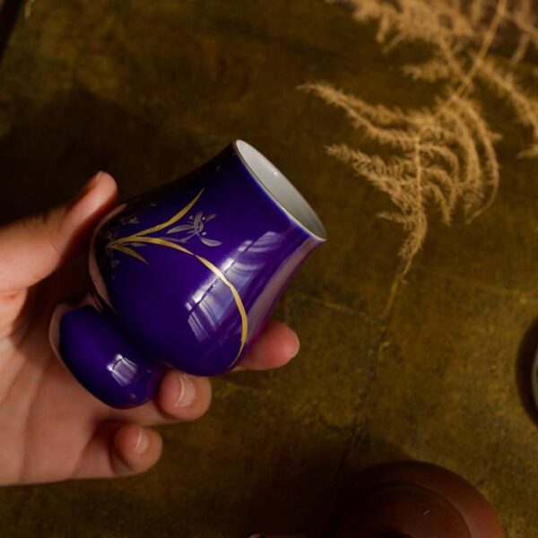 Jilan Glaze Gold-outlined Orchid · Mini Kyan Cup