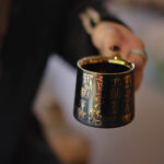 [Mo Yun] Black Glazed Cup with Gold-written Poems for Espresso