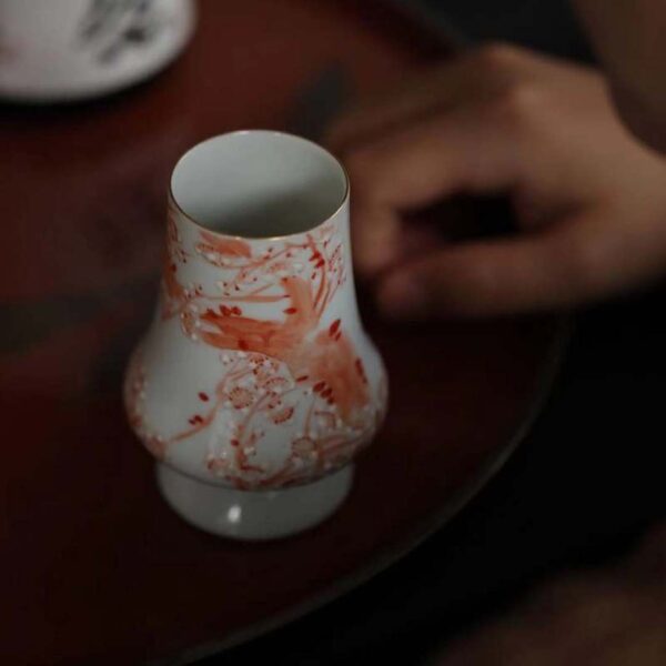 Red-painted and Gold-outlined Plum Blossom · Mini Kyan Cup