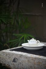 Blue and White Bamboo Joint Poetry Hand-made Flat Teapot Stand - Image 2