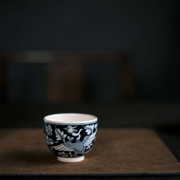 Blue and White Harmony Phoenix Arhat Cup