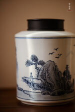 Blue and White Landscape Straight Tea Caddy - Image 4