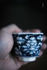 Blue and White Peony Hexagonal Cup - Image 2