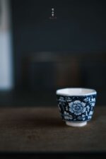 Blue and White Peony Hexagonal Cup - Image 3