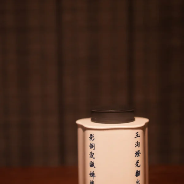 Blue and White Poetry Begonia Tea Caddy