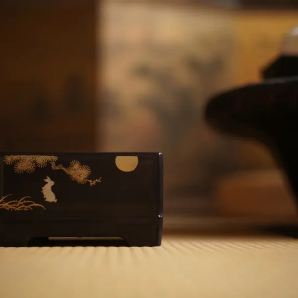 Deep Black Golden Pine Moon Gazing Ming Style Square Electric Ceramic Stove