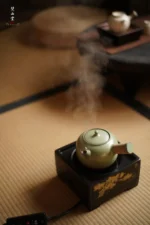 Deep Black Golden Pine Moon Gazing Ming Style Square Electric Ceramic Stove - Image 5