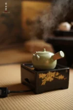 Deep Black Golden Pine Moon Gazing Ming Style Square Electric Ceramic Stove - Image 7