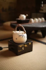 Deep Black Golden Pine Moon Gazing Ming Style Square Electric Ceramic Stove - Image 9