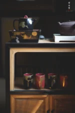 Deep Black Maple Leaf Medallion Flower Leisure Room Small Teapot - Image 5