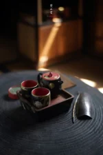 Deep Black Maple Leaf Medallion Flower Leisure Room Small Teapot - Image 6