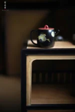 Deep Black Maple Leaf Medallion Flower Leisure Room Small Teapot - Image 10