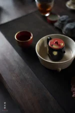 Deep Black Maple Leaf Medallion Flower Leisure Room Small Teapot - Image 12