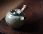 Emerald Green Camellia Pearl Round Small Teapot - Image 3