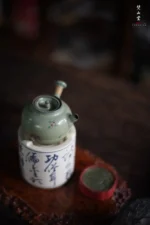 Emerald Green Camellia Pearl Round Small Teapot - Image 5