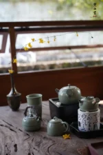 Emerald Green Pearl Round Side-handle Teapot - Image 7