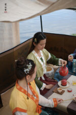 Gold and Silver Painted Pine Crane Hawthorn Red Rock Clay Wenqu Teapot - Image 4