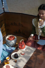 Gold and Silver Painted Pine Crane Hawthorn Red Rock Clay Wenqu Teapot - Image 6