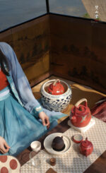 Gold and Silver Painted Pine Crane Hawthorn Red Rock Clay Wenqu Teapot - Image 7