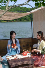 Gold and Silver Painted Pine Crane Hawthorn Red Rock Clay Wenqu Teapot - Image 8