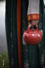 Gold and Silver Painted Small Daisy Hawthorn Red Rock Clay Chrysanthemum Petal Teapot