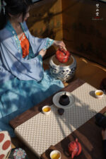 Gold and Silver Painted Small Daisy Hawthorn Red Rock Clay Chrysanthemum Petal Teapot - Image 9