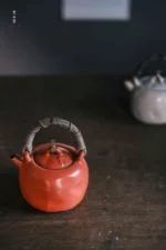 Hawthorn Red Bamboo Leaf Lid Lifting Handle Teapot - Image 2