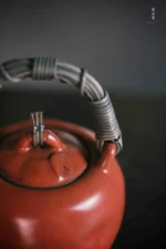 Hawthorn Red Bamboo Leaf Lid Lifting Handle Teapot - Image 3