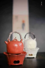 Hawthorn Red Bamboo Leaf Lid Lifting Handle Teapot - Image 4