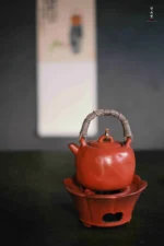 Hawthorn Red Bamboo Leaf Lid Lifting Handle Teapot - Image 8