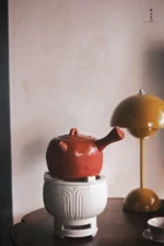 Hawthorn Red Bamboo Leaf Lid Side-handle Teapot - Image 2