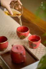 Hawthorn Red Maple Leaf Medallion Flower Arhat Cup (Single Cup) - Image 6