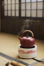 Hawthorn Red Rock Clay Chrysanthemum Petal Teapot