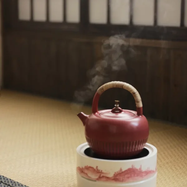 Hawthorn Red Rock Clay Chrysanthemum Petal Teapot