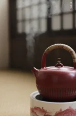 Hawthorn Red Rock Clay Chrysanthemum Petal Teapot - Image 4