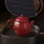 Hawthorn Red Rock Clay Golden Bamboo Nine-sided Small Teapot