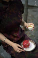 Hawthorn Red Rock Clay Golden Bamboo Nine-sided Small Teapot - Image 3