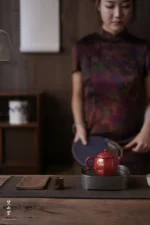 Hawthorn Red Rock Clay Golden Bamboo Nine-sided Small Teapot - Image 6