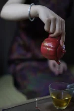 Hawthorn Red Rock Clay Golden Orchid Melon Ribbed Small Teapot - Image 5