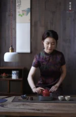 Hawthorn Red Rock Clay Golden Orchid Melon Ribbed Small Teapot - Image 8