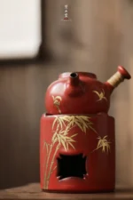 Hawthorn Red Rock Clay Golden Orchid Pearl Round Small Teapot - Image 2