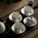 Seven Bowls Tea Poem Cup (Set of 4 Cups)