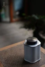 Soda Glaze Aged Rock Clay Begonia Tea Caddy - Image 2