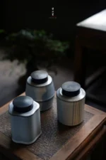 Soda Glaze Aged Rock Clay Begonia Tea Caddy - Image 3