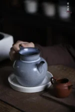 Soda Glaze Aged Rock Clay Fortune Water Pitcher - Image 3