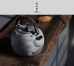 Soda Glaze Aged Rock Clay Listening Cloud Teapot - Image 5