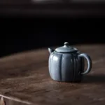 Soda Glaze Aged Rock Clay Melon Ribbed Small Teapot